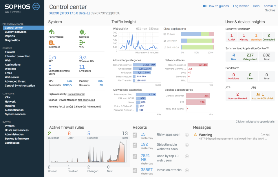 screenshot of XG Firewall